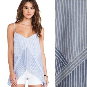 BCBG MaxAzria Cora Striped Blue and White Spaghetti Strap Swing Tank Top